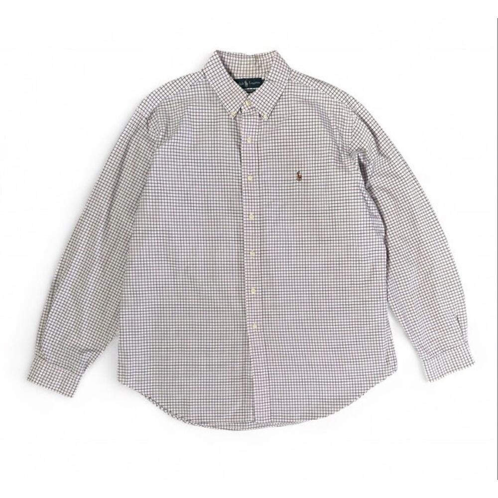 Polo Ralph Lauren Classic Fit Pink Blue Gingham Long Sleeve Button Up Shirt XL